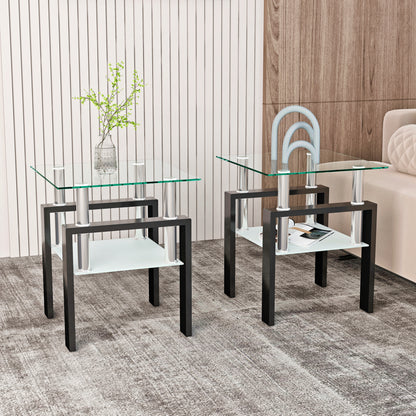 Vimora™ - Modern Tempered Glass Square Coffee Table (Set of 2)