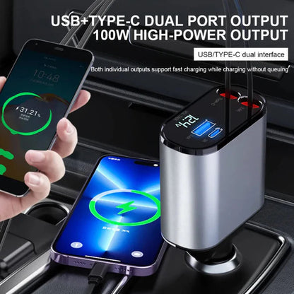 4 In 1 Retractable Car Charger™ - Efficient Charging Solution for All Devices 1