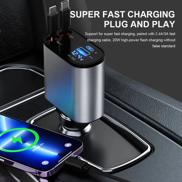 4 In 1 Retractable Car Charger™ - Efficient Charging Solution for All Devices 2