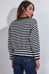 Striped V-Neck Knit Top