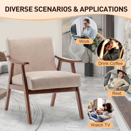 Vimora™ - Mid-Century Modern Living Room Chair with Solid Wood Frame & Thick Backrest