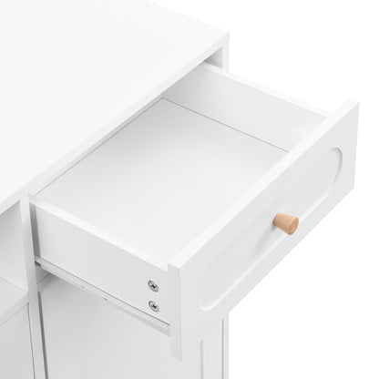 Vimora™ - Elegant White Shoe Cabinet with Arched Doors, Drawers & Adjustable Shelves