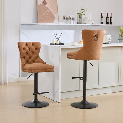 Vimora™ - Adjustable Vintage PU Swivel Bar Stools Set of 2 (Orange)