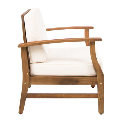 Vimora™ - Cream Acacia Wood Club Chair with Slat Panel Design