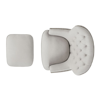 Vimora™ - Contemporary Light Grey Club Chair and Ottoman Set