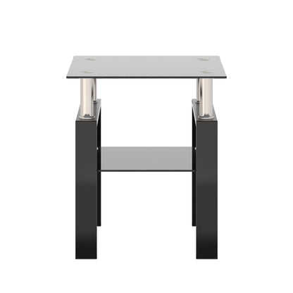 Vimora™ - Modern Black Tempered Glass Square Coffee Table