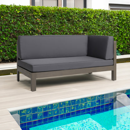 Vimora™ - Right Corner Bench in Dark Grey with Water-Resistant Cushions