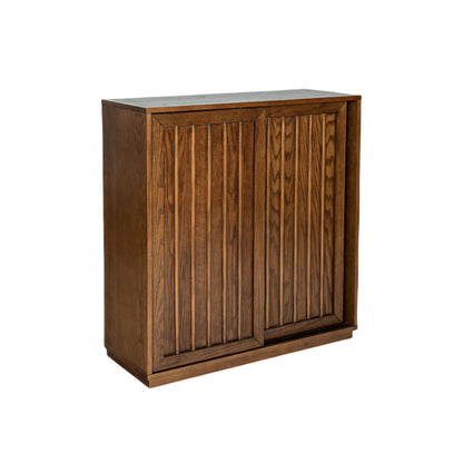 Vimora™ - Walnut Mid Century Sideboard with Sliding Doors & Solid Wood Strips for Stylish Storage