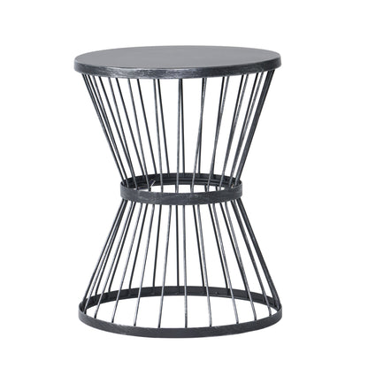 Vimora™ - Matte Black Iron Hourglass End Table for Outdoor Spaces
