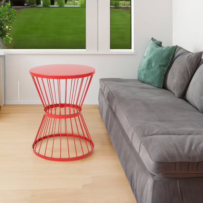 Vimora™ - Red Powder-Coated Iron Hourglass Side Table