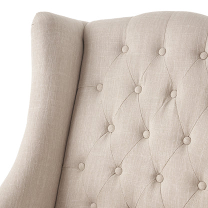 Yvonne™ - Elegant Wingback Club Chair with Button-Tufted Design and Birch Wood Legs