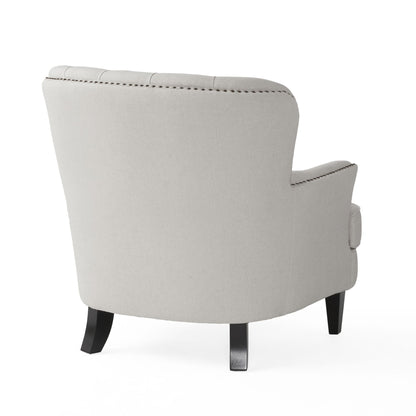 Vimora™ - Contemporary Light Grey Club Chair and Ottoman Set