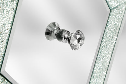 Vimora™ - Silver Storage Cabinet with Mirror Trim and Diamond Design