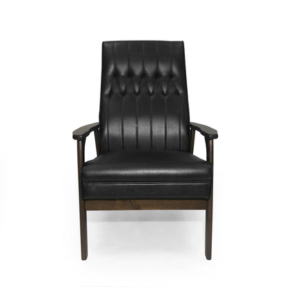Vimora™ - Mid Century Modern Upholstered Accent Chair in Matte Black Faux Leather