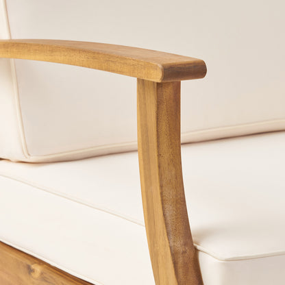 Vimora™ - Cream Acacia Wood Club Chair with Slat Panel Design
