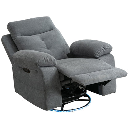Vimora™ - Light Grey Power Recliner Glider Chair with Bluetooth Speaker and LED Light