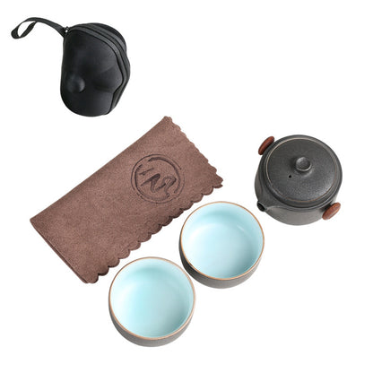 Vimora™ Portable Ceramic Travel Tea Set – Teapot & 2 Cups
