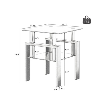 Vimora™ - Modern Black Tempered Glass Square Coffee Table