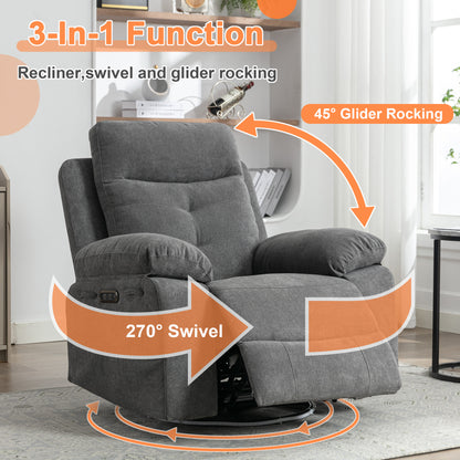 Vimora™ - Rotating Electric Recliner Lounge Chair with Bluetooth, LED Light & Adjustable Footrest