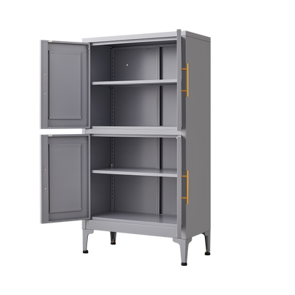 Vimora™ - Grey Metal Storage Cabinet with Adjustable Shelves and Doors for Versatile Storage