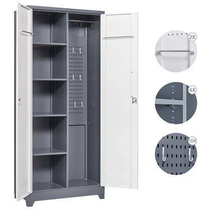 Vimora™ - Lockable Metal Storage Cabinet, Tall Cleaning Tool Organizer