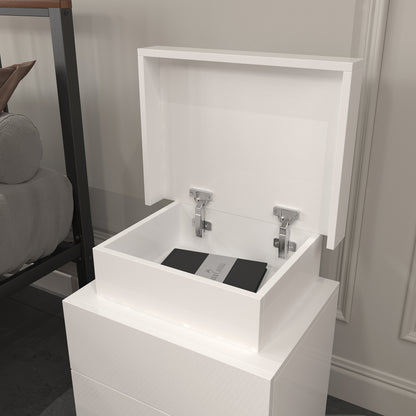 Vimora™ - Modern White Nightstand with 2 Drawers & LED Lights