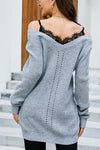 Openwork V-Neck Long Sleeve Sweater