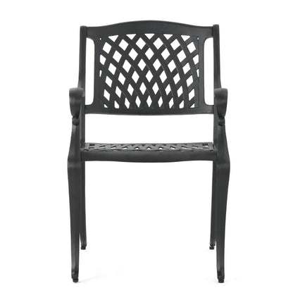 Vimora™ - Black Aluminium Mesh Outdoor Dining Chair Set of 2