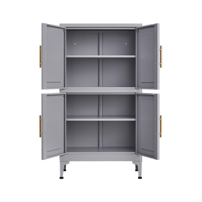 Vimora™ - Grey Metal Storage Cabinet with Adjustable Shelves and Doors for Versatile Storage