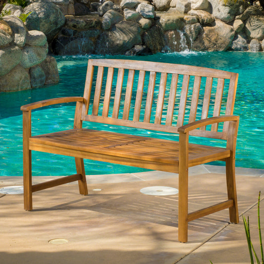 Vimora™ - Teak Acacia Wood Farmhouse Bench for Outdoor Patio & Backyard Decor