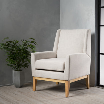 Vimora™ - Mid Century Beige Fabric Accent Chair