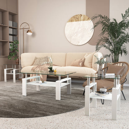 Vimora™ - Set of 2 Modern Tempered Glass Square Coffee Tables for Living Room