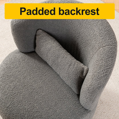 Vimora™ - Grey Plush Swivel Accent Chair with 360° Rotation and Metal Base