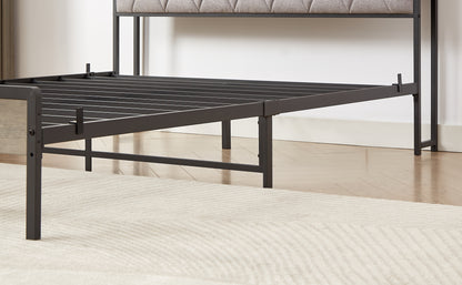 Vimora™ - Full Size Grey Bed Frame with Charging Station, USB Ports & Storage Headboard