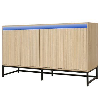 Vimora™ - Modern 4-Door LED Sideboard with Adjustable Shelves
