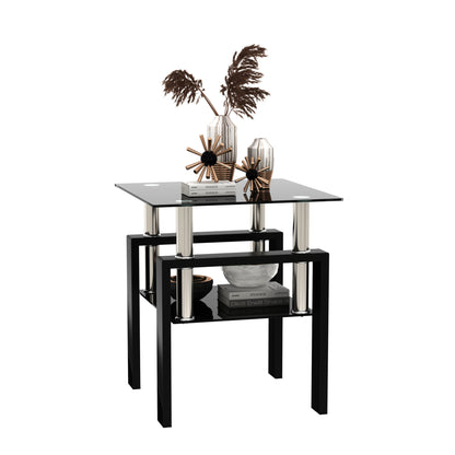 Vimora™ - Modern Black Tempered Glass Square Coffee Table