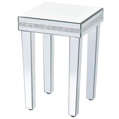 Vimora™ - Modern Glass Mirrored Silver End Table with Adjustable Height Legs