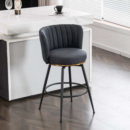 Vimora™ - Elegant Gray Adjustable Swivel Bar Stools with High Backrest (Set of 2)