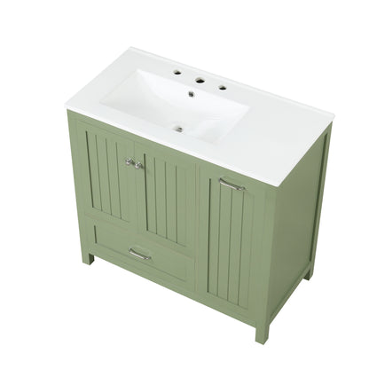 Vimora™ - 36-Inch Green Bathroom Vanity with Sink, Solid Wood & MDF, Modern Design, Ample Storage