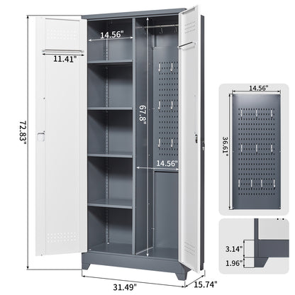 Vimora™ - Lockable Metal Storage Cabinet, Tall Cleaning Tool Organizer