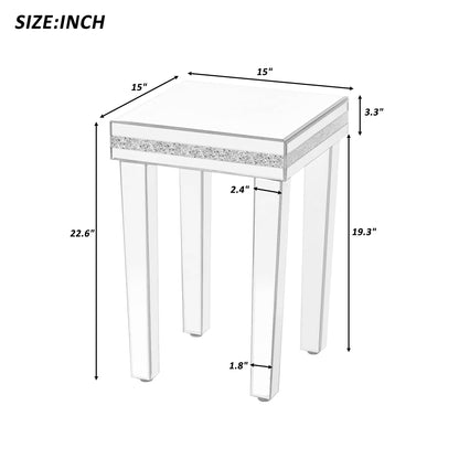 Vimora™ - Modern Glass Mirrored Silver End Table with Adjustable Height Legs