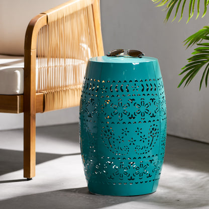 Vimora™ - Teal Lace Cut Iron Side Table