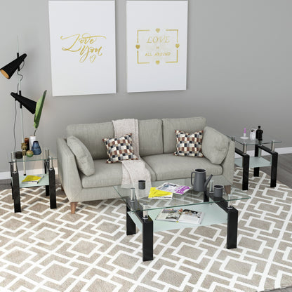 Vimora™ - Modern Tempered Glass Square Coffee Table (Set of 2)