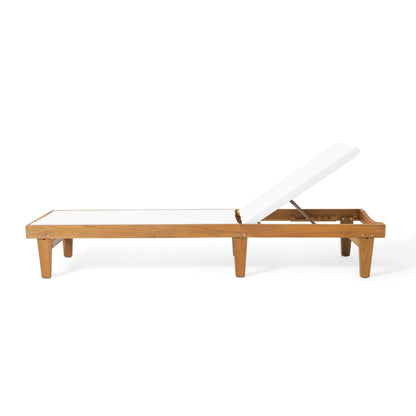 Vimora™ - Summerland Teak Chaise Lounge with White Mesh for Outdoor Relaxation