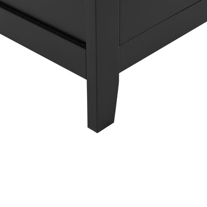 Vimora™ - Elegant Black Bathroom Floor Storage Cabinet with 4 Doors and Adjustable Shelves