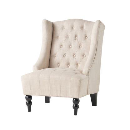Yvonne™ - Elegant Wingback Club Chair with Button-Tufted Design and Birch Wood Legs