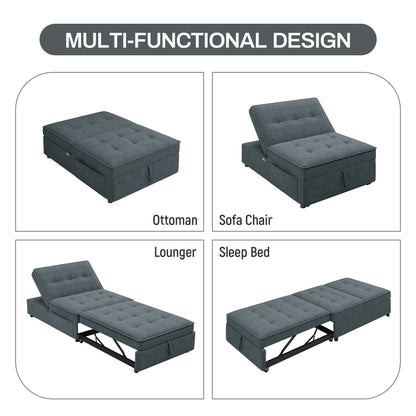 Vimora™ - Four in One Sofa Bed, Chair Bed, Ottoman with USB Port, Dark Blue