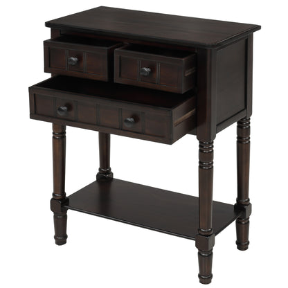 Sophie™️ - Narrow Console Desk with Storage Drawers and Bottom Shelf in Espresso