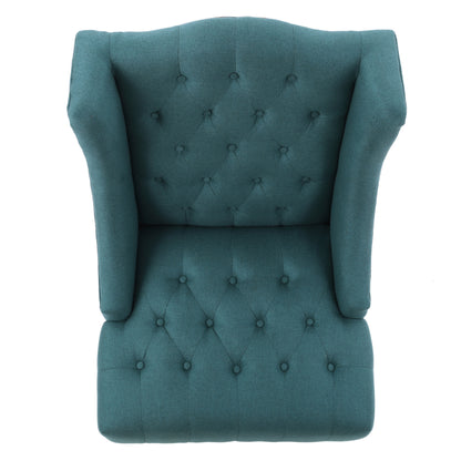 Vimora™ - Upholstered Wingback Chair in Teal with Button-Tufted Design
