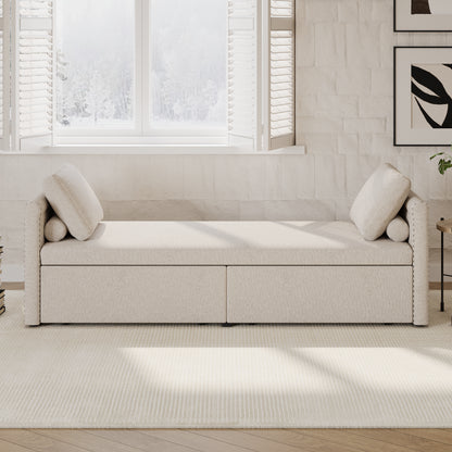 Vimora™ - Modern Linen Chaise Lounger Daybed with Storage Drawers
